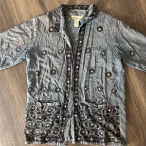 Vintage Gray and Purple Women's Jacket